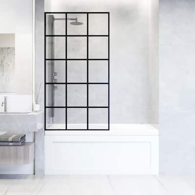 VIGO Mosaic 34" W x 62" H Framed Fixed Tub Screen in Matte Black