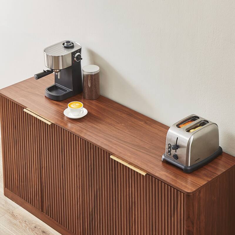 Modern Wavy Sideboard, Curved Contour Design Storage Cabinet