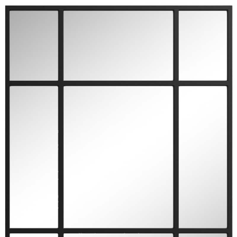 HomeRoots 39" Black Iron Window Pane Geometric Framed Accent Mirror - 30.00 in. x 39.00 in. x 0.78 in.