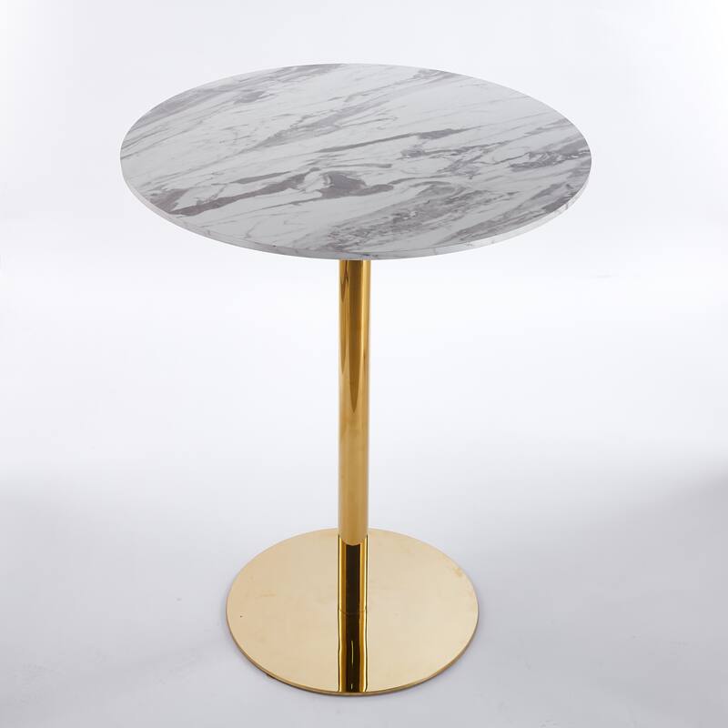 Folding Round Bar Table for 2-4 People, Tulip Bar Table with MDF Top & Metal Pedestal Base, Leisure Table for Small Space