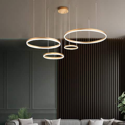 4 Light Modern Creative Circular Golden LED Stepless Dimming Pendant - 4-Light