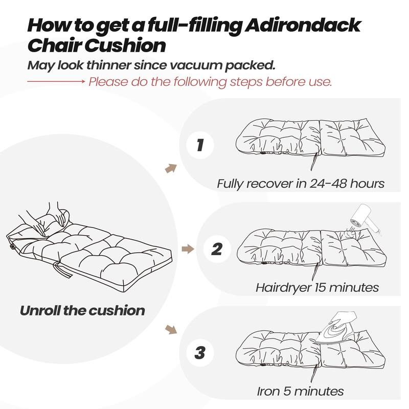 Adirondack Style Patio Outdoor Chair Cushion for Adirondack Chair or Lounge Rocking Chair - See picture