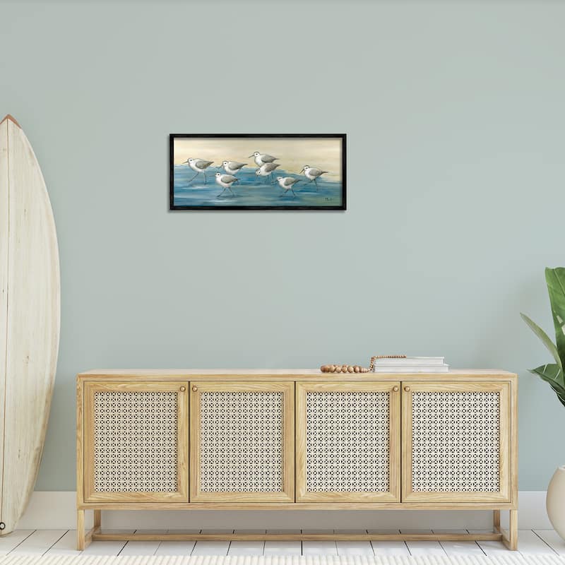 Stupell Sandpiper Bird Flock Beach Shoreline Framed Giclee Texturized Wall Art, Design By Paul Brent