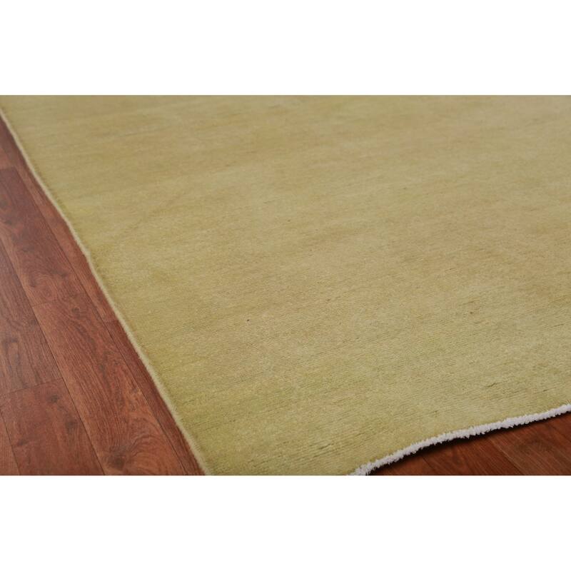 Hand Knotted Oriental 100% Wool Carpet Modern Solid Green Gabbeh Area Rug - 12' 0'' X 9' 4''