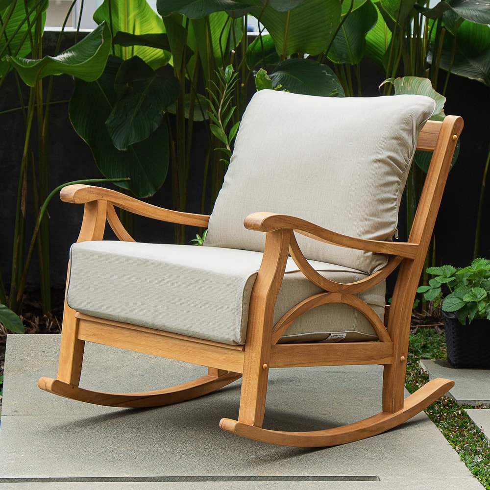 Cambridge Casual Lowell Teak Outdoor Rocking Chair with Cushion