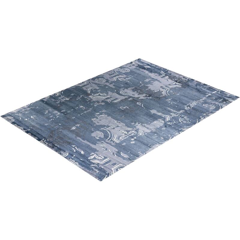 Modern One-of-a-Kind Hand-Knotted Area Rug, Blue - 9' 1" x 12' 3"