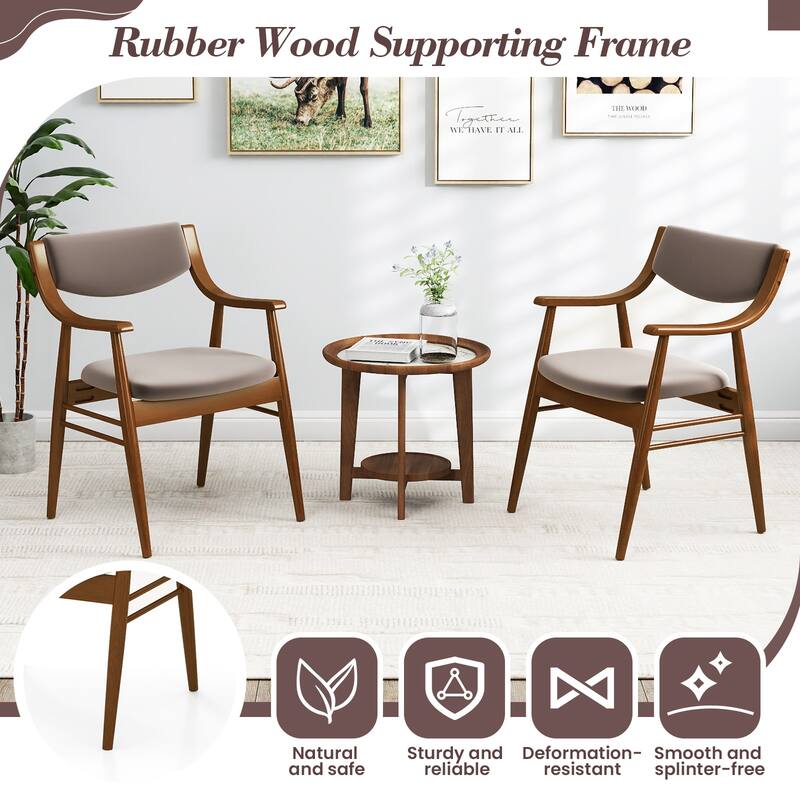 Gymax Set Of 4 PU Leather/Velvet Dining Chair w/ Padded Seat & Back