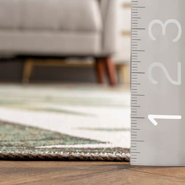 Brooklyn Rug Co Elen Machine Washable Natural Leaves Area Rug Bed