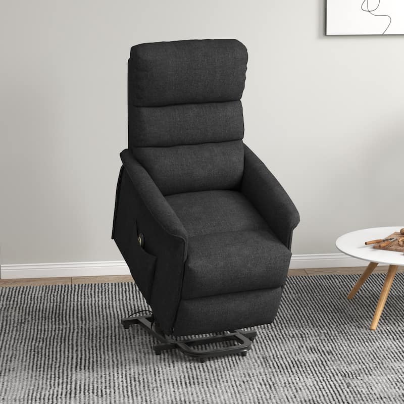 Power Lift Massage Recliner Chair with Adjustable Backrest and Lumbar Support Dual Remotes - Black