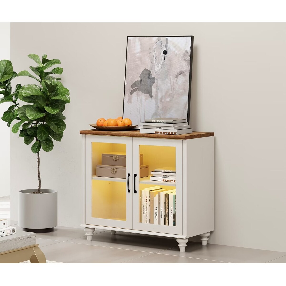Small buffet cabinet with glass shop doors