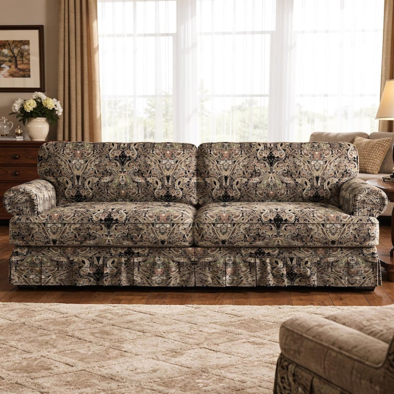 Homy Casa 3/4-Seater Chenille Cloud Sofa with Rolled Arms & Pleated Skirt, Extra Deep Seat, Multiple Colors