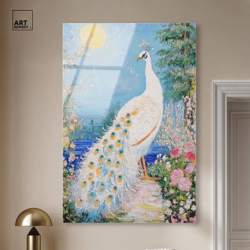 Peacock in Paradise Acrylic by Art Remedy, Ready to Hang