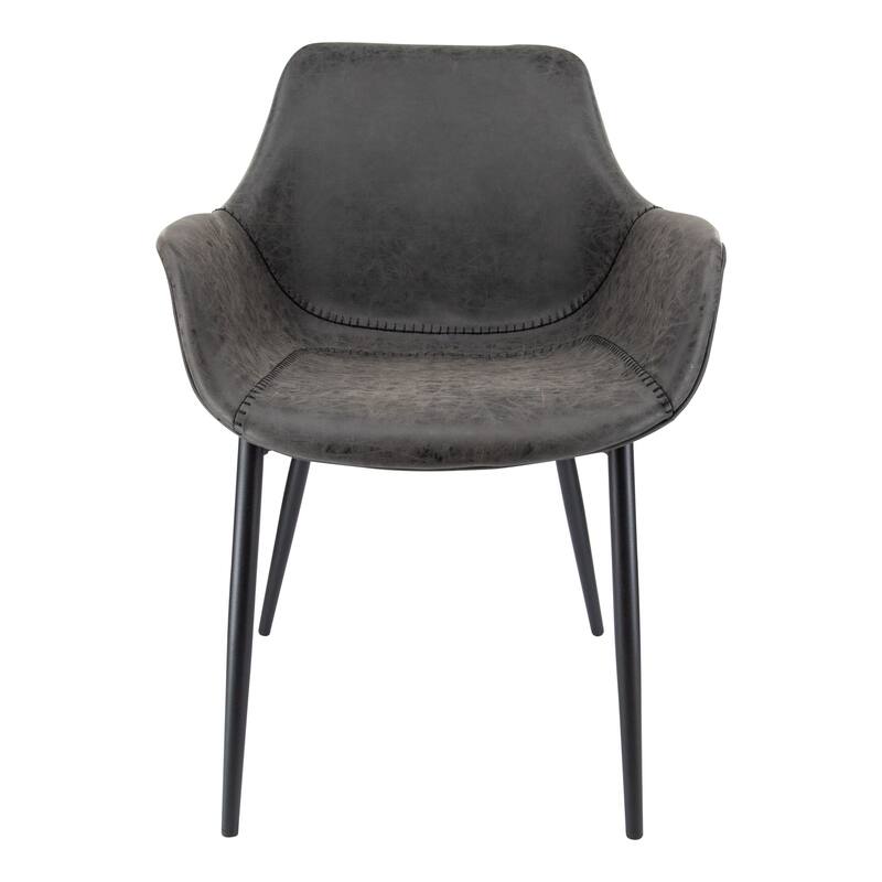 Markley Leather Dining Chair with Iron Legs Set of 2 Modern Accent Armchair
