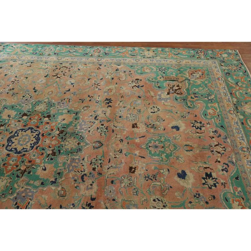 Hand Knotted Oriental 100% Wool Carpet Traditional Floral Coral Mashad Area Rug - 11' 3'' X 8' 11''