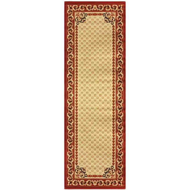 Traditional Floral Scroll Vines Border Indoor Area Rug by Superior - 2'6" x 8' - Ivory