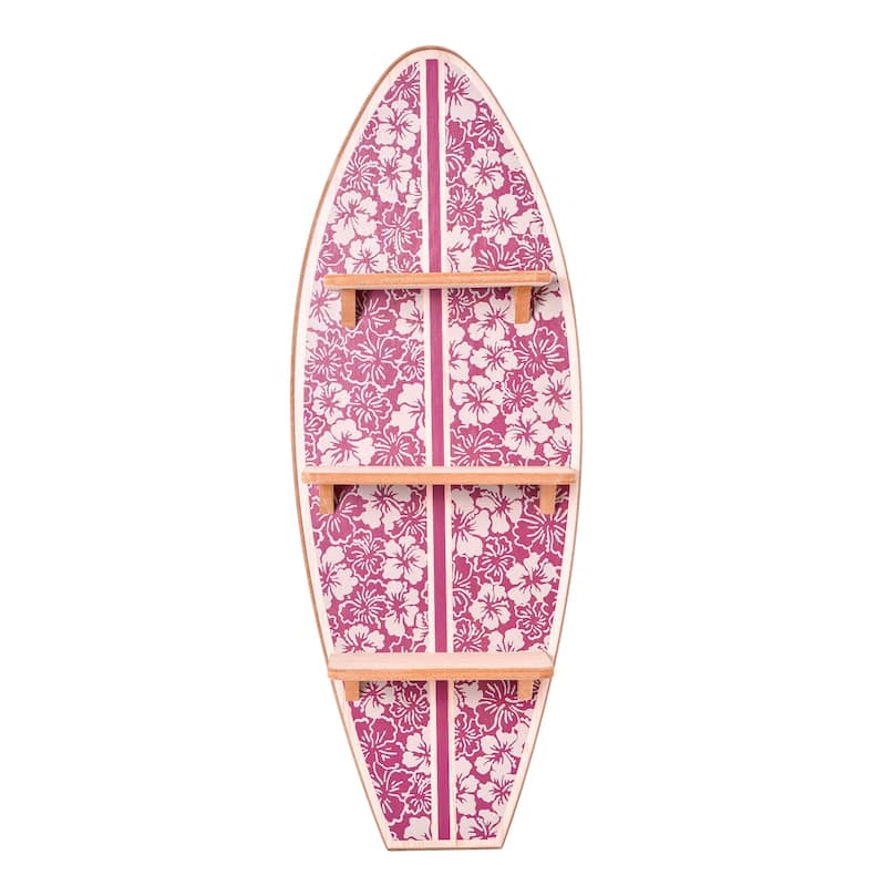 Kona Coast by Reyn Spooner Biscus Bounth Earth Red Surfboard Printed Wall Shelf - 35" x 13" x 5.5"