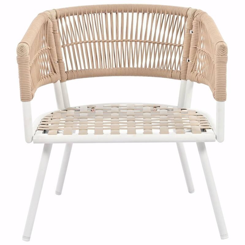 4-Piece Boho Rope Patio Furniture: Outdoor Seating with Acacia Wood Table, Thick Cushions
