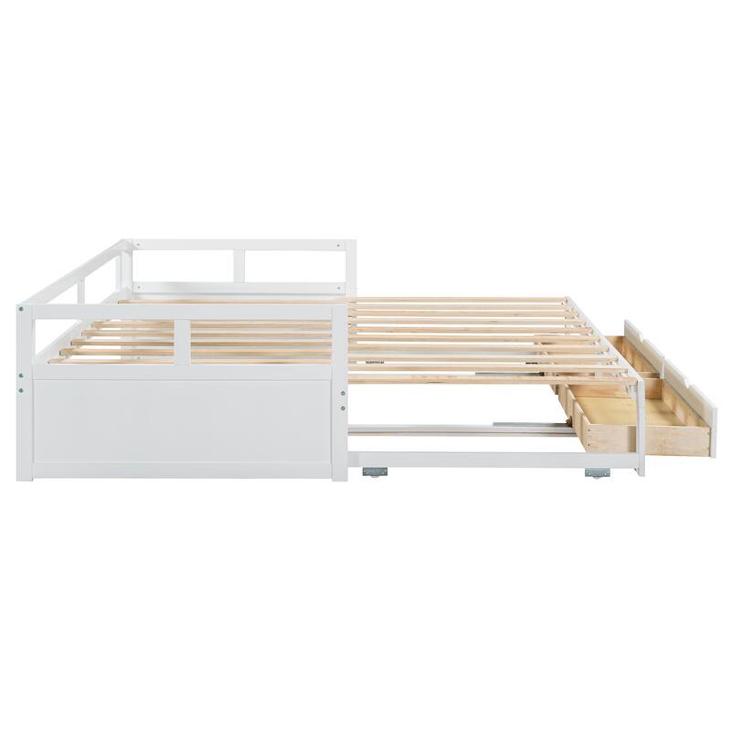 Roomfitters Twin Extending Daybed with Trundle and 2 Storage Drawers, Expands to King Size