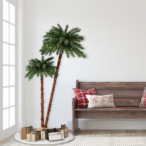 Puleo International Pre-Lit Artificial Palm Tree