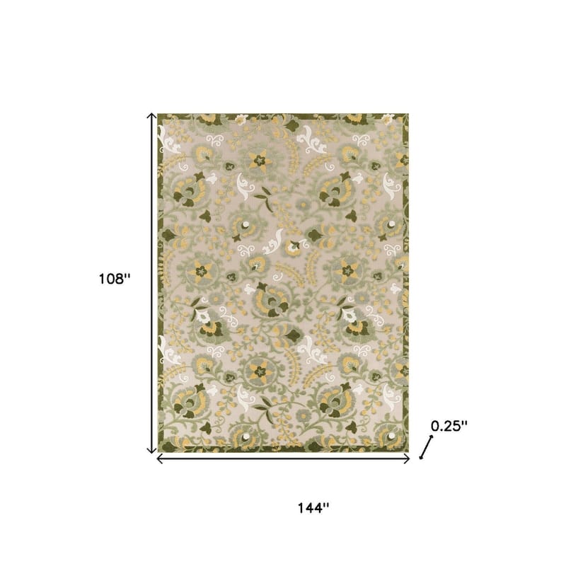 HomeRoots Floral Contemporary Rectangle Outdoor Rug - 9' X 12'