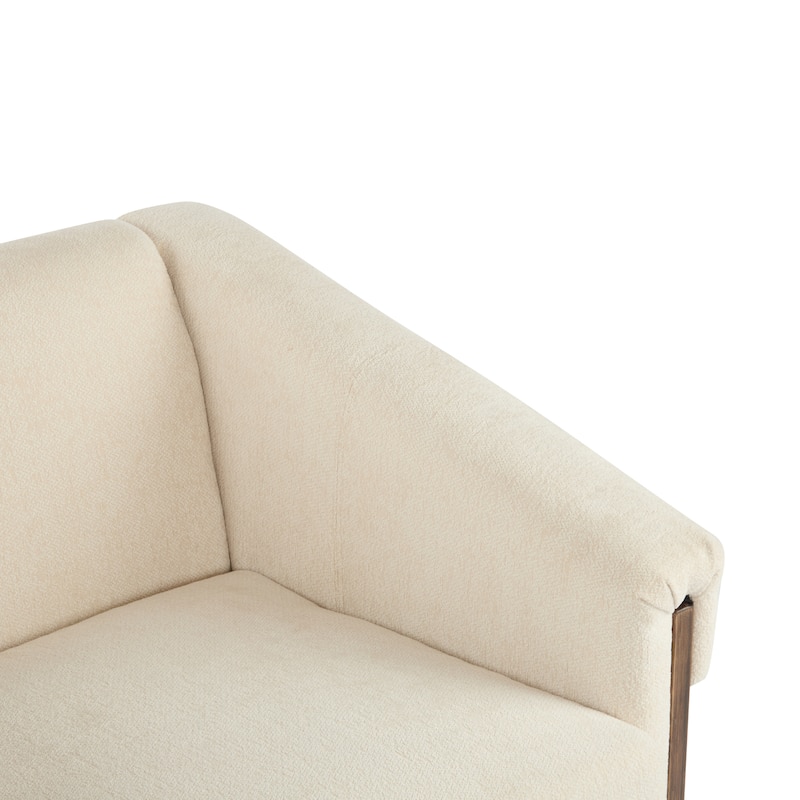 Stylish 34" Fabric Upholstered Square Armchair with Wooden Legs