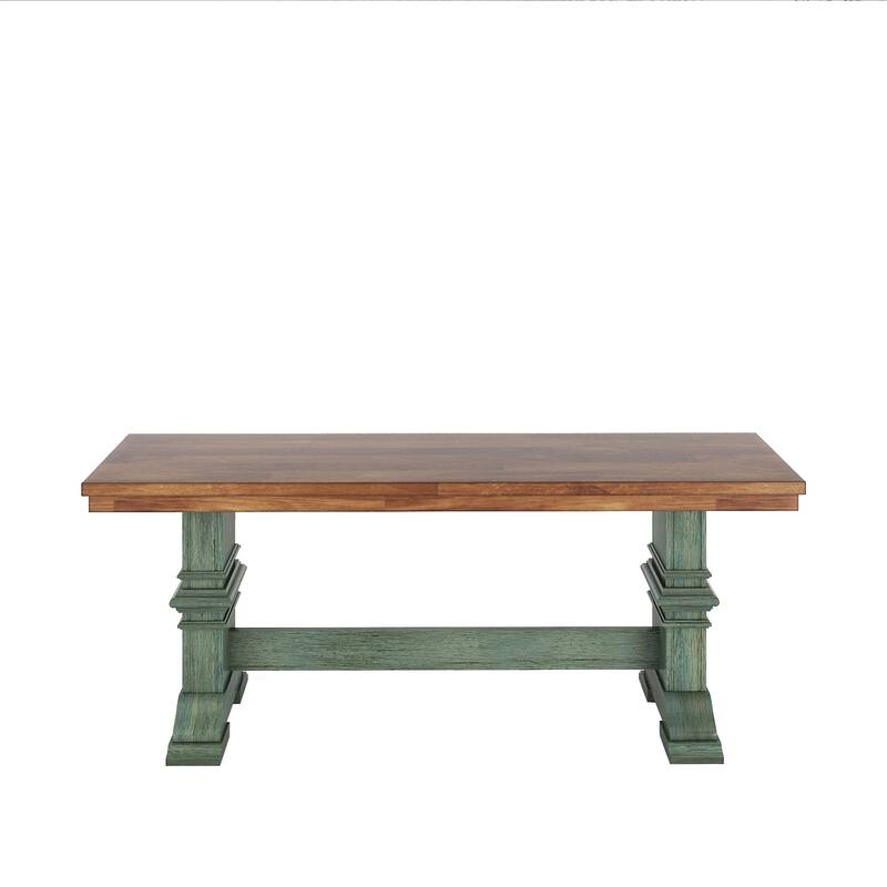 Eleanor Two-Tone Trestle Leg Wood Dining Bench by iNSPIRE Q Classic