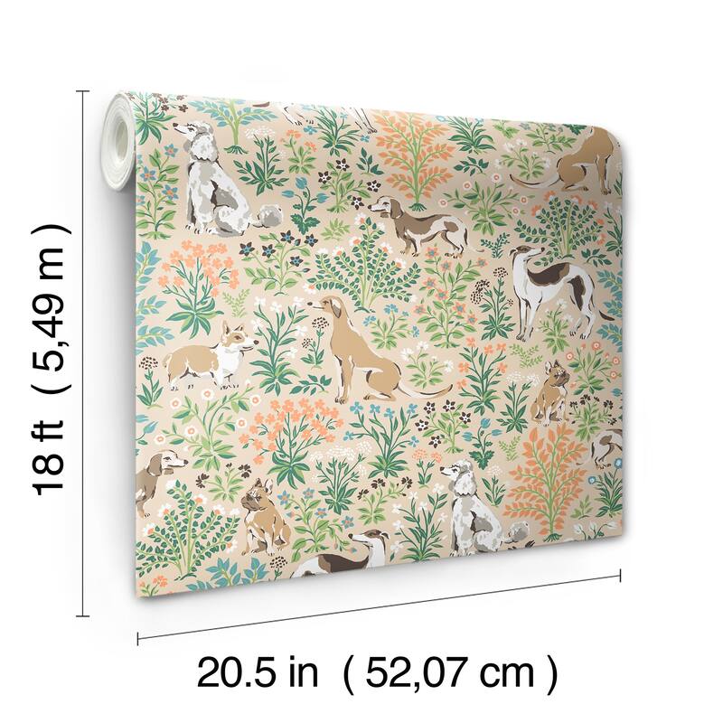Printfresh Must Love Dogs Tan Peel and Stick Wallpaper