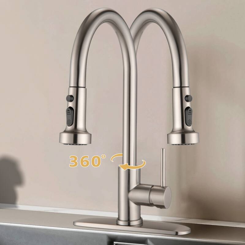 Topcraft Pull Down Single Handle Kitchen Faucet with Baseplate