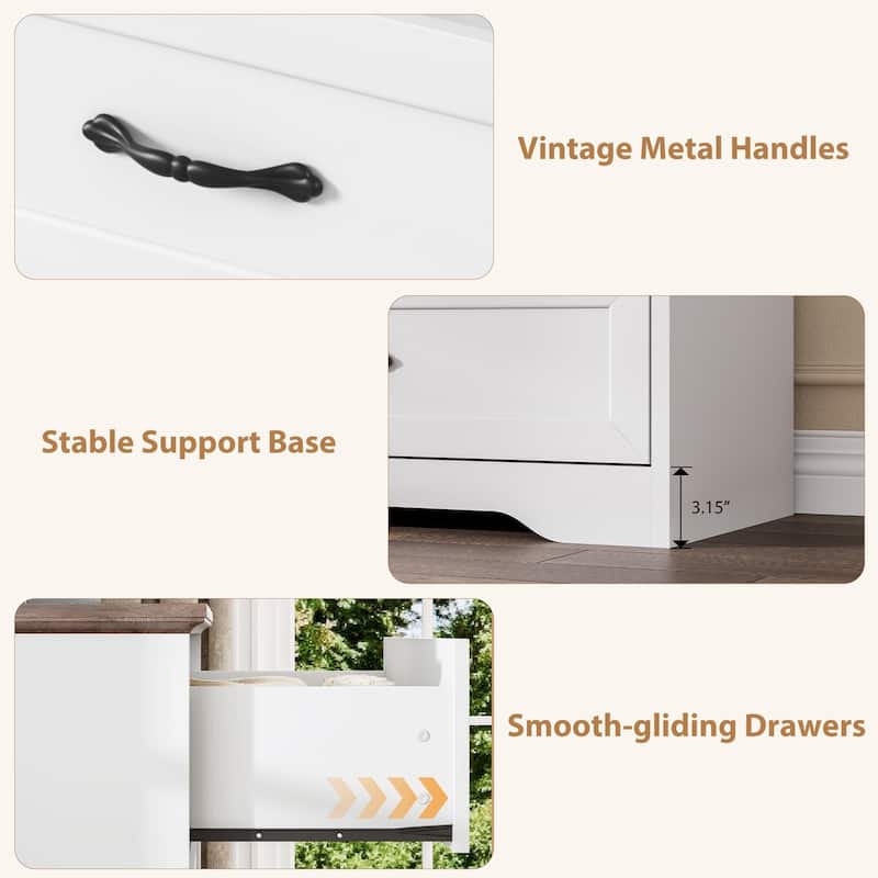 5/6 Drawers Dresser for Bedroom,Chest of Drawers with Wide Metal Handle,Farmhouse Modern Wooden Dresser