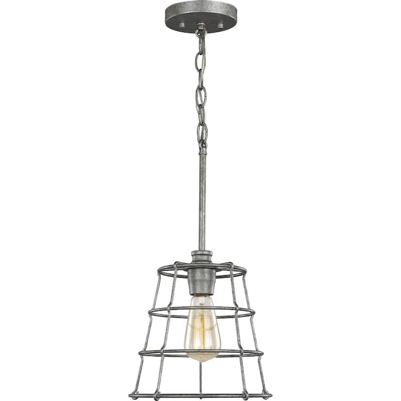 Chambers Collection One-Light Galvanized Finish Farmhouse Pendant Light - 12.675" x 12.090" x 12.090"