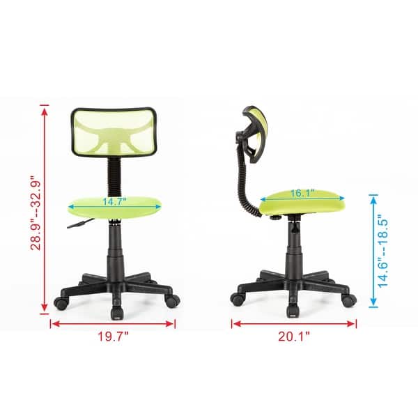 dimension image slide 2 of 8, JJS Kids' Height-adjustable Mesh-back Rolling Swivel Task Chair