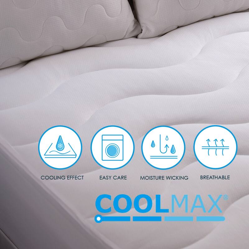 Coolmax Moisture Wicking Mattress Pad by Cozy Classics white On