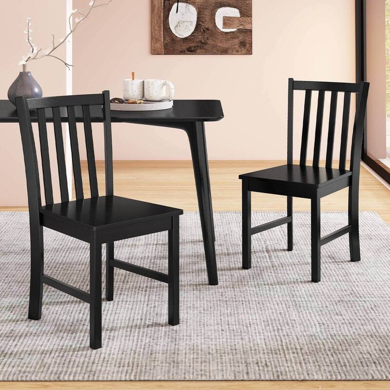 Costway Rustic Dining Chairs Set of 4 with Slat Tilt Backrest, Wide - See Details