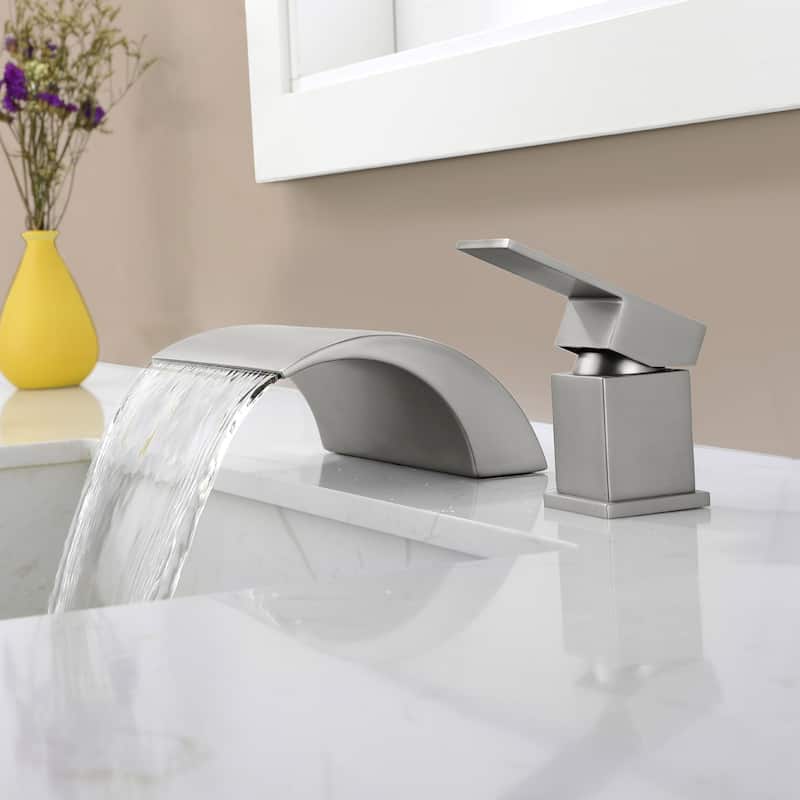 Single Handle Deck Mount Tub Faucet Brushed Nickel Modern 2 Hole Bathroom Bathtub Faucet
