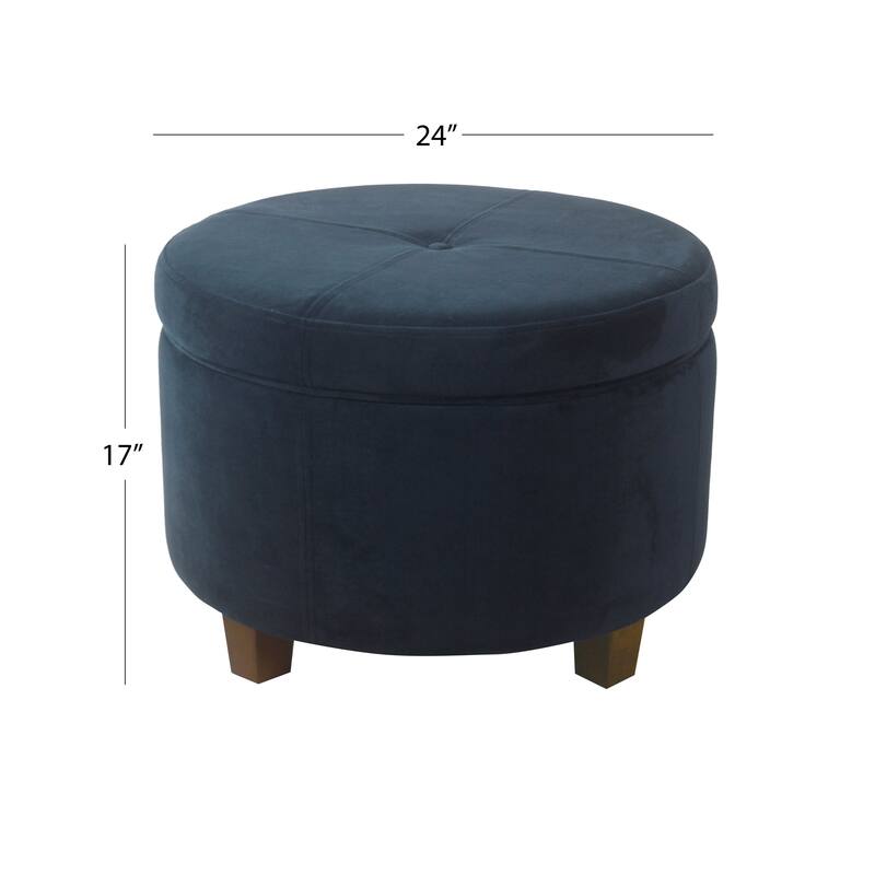 HomePop Velvet Storage Ottoman - Navy
