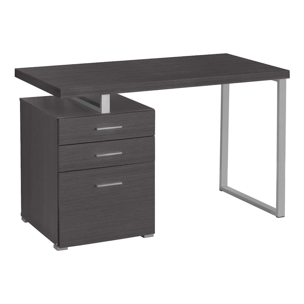 Computer Desk, Home Office, Laptop, Left, Right Set-up, Storage Drawers, 48"l, Work, Grey Laminate, Grey Metal, Contemporary
