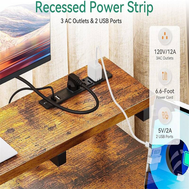 Gaming Computer Desk with Power Outlet
