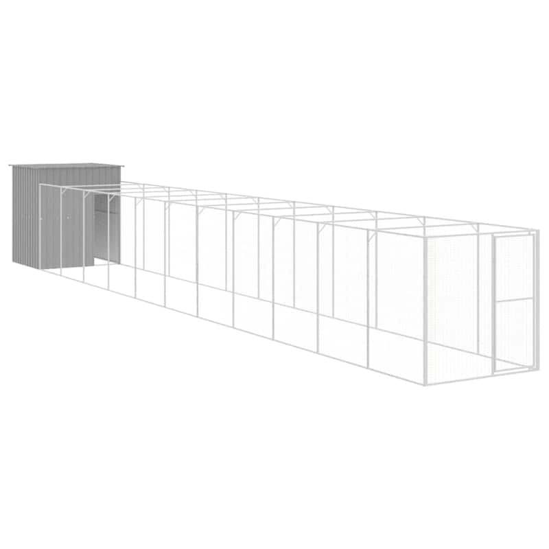vidaXL Dog House Outdoor Dog Kennel Crate Shelter with Run Galvanized Steel