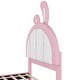 preview thumbnail 12 of 22, Twin Size Upholstered Bed Frame with Rabbit-Shaped Headboard, Cute Cartoon Faux Leather Platform Bed w/ Bed End Storage Pocket