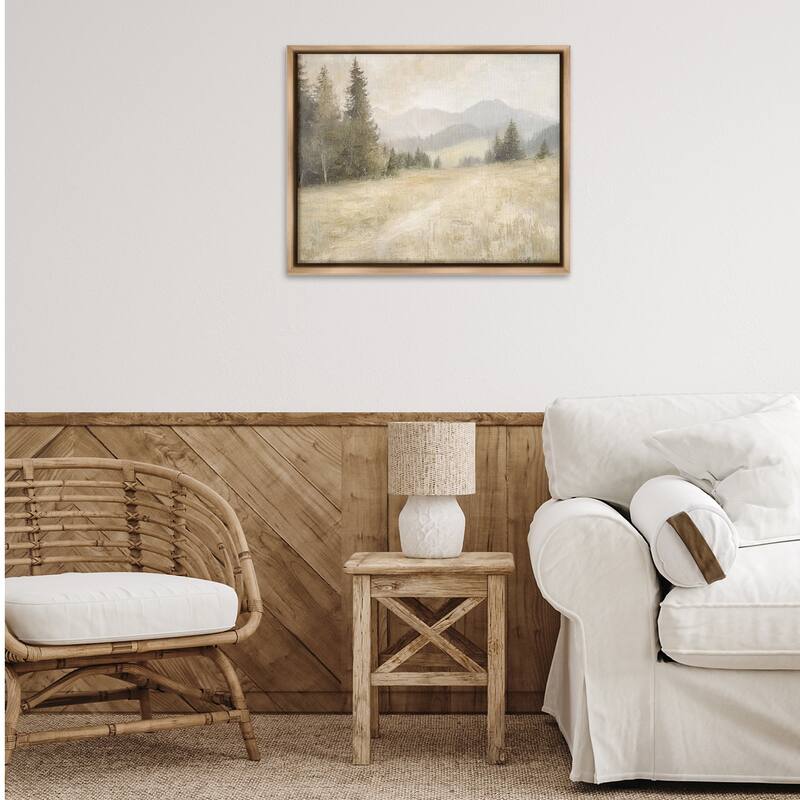 Stupell Fog on Mountain Valley Framed Floater Canvas Wall Art Design By Petal Prints Design