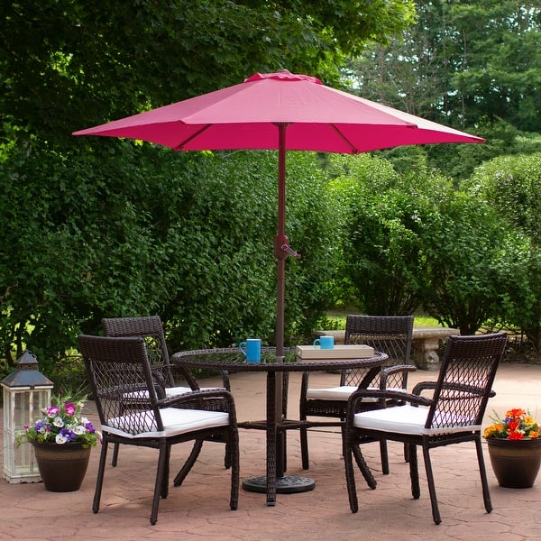 7.5 pink patio umbrella 7.5ft Market with White Pole, Push Button Tilt and Cran Best Choice Products the Patio Umbrella delivers a nostalgic coastal European aesthetic with superior quality and technical design Xzomystify Pink Tiki Umbrellas for