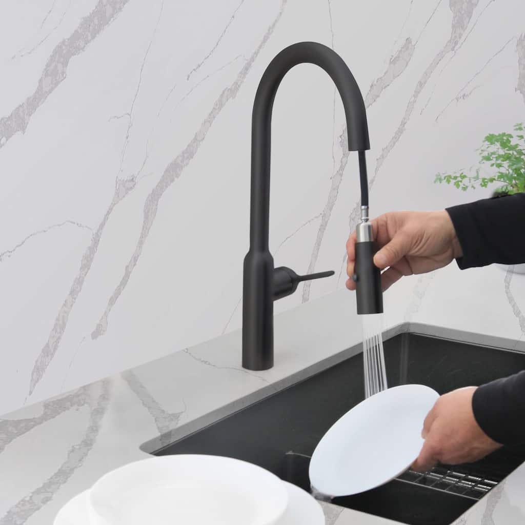 STYLISH Kitchen Sink Faucet Single Handle Pull Down Dual Mode in Stainless Steel
