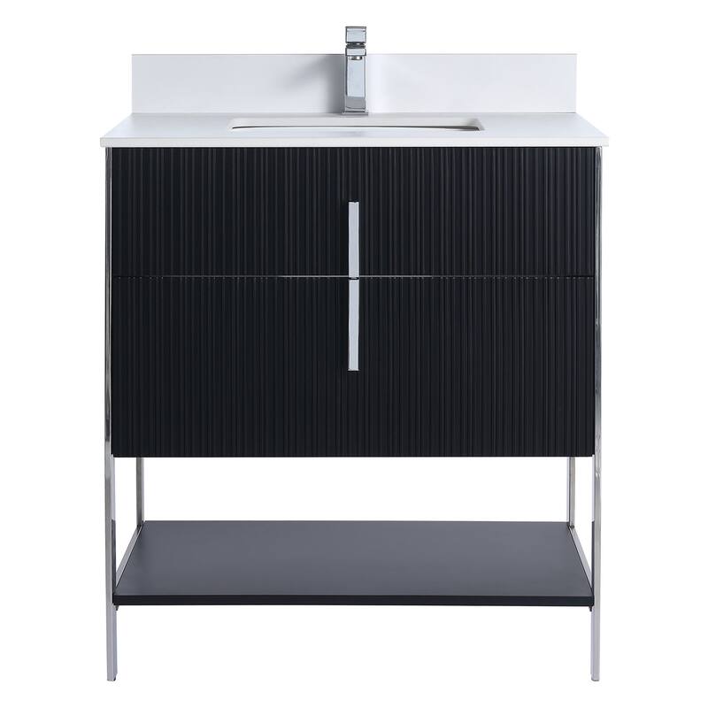 Fine Fixtures Serenity Modern Bathroom Vanity with White Stone Top