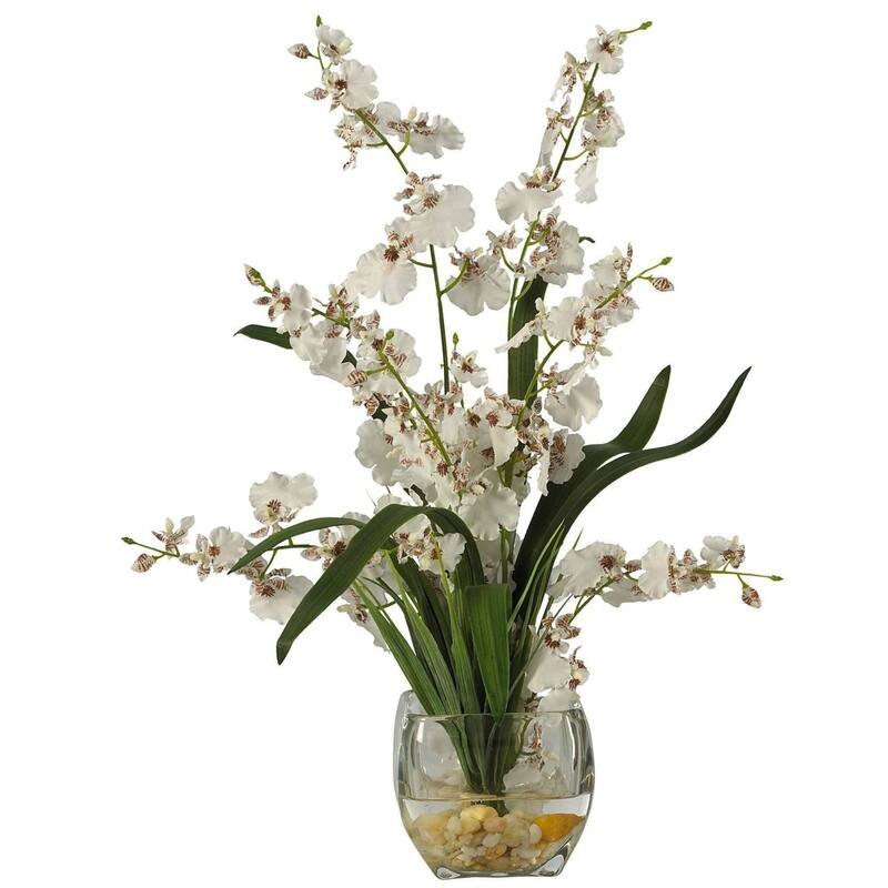 19" White Dancing Lady Silk Orchid Artificial Floral Arrangement