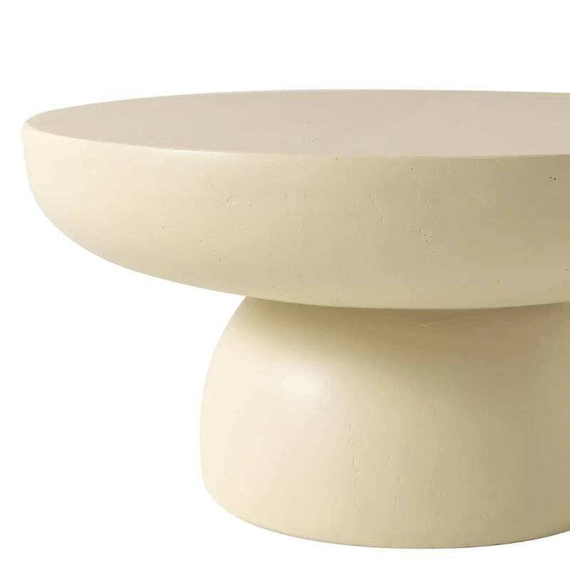 Ruben 27" Round Fiberstone Coffee Table with Powder-Coated Finish