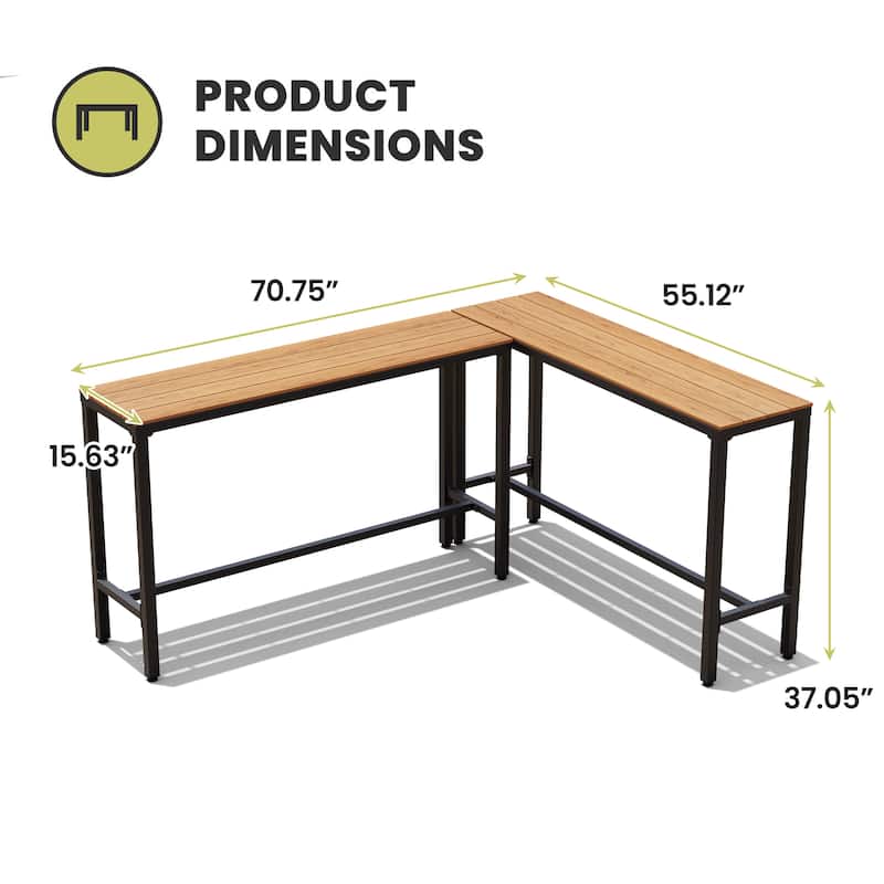 Crestlive Products Patio Outdoor Bar Table Rectangle Pub Table
