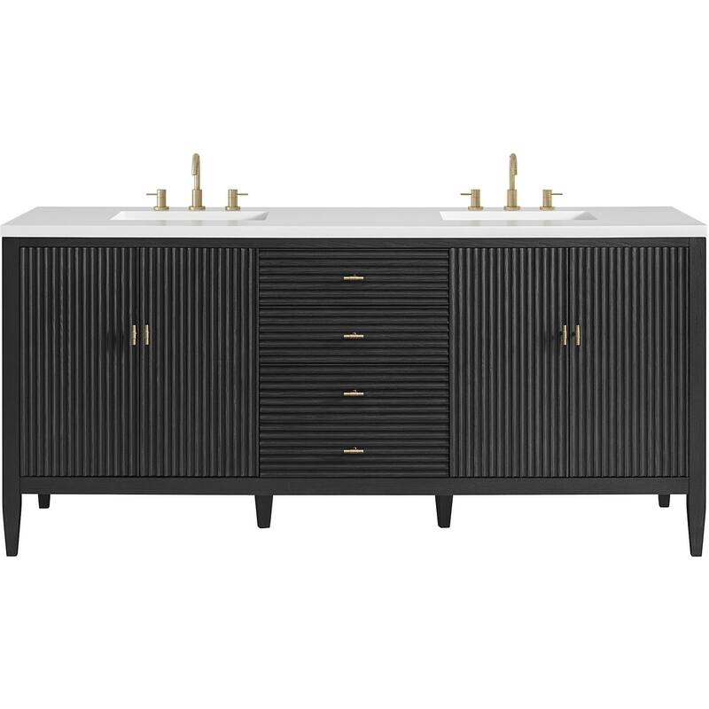 James Martin Vanities 485-V72-M Myrrin 72" Free Standing Double Basin - Carbon Oak - Oak Finish