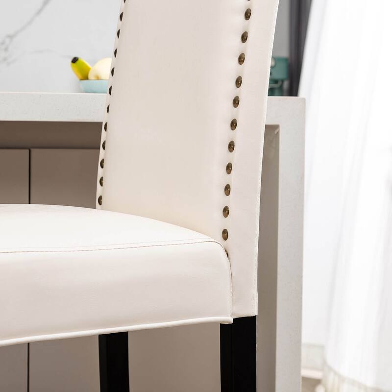 Glitzhome Set of 4 45"H PU Riveted Upholstered Pub/ Bar chairs Bar Stools