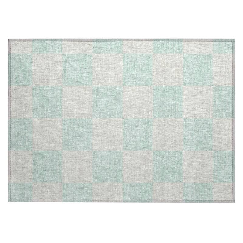 Machine Washable Indoor/ Outdoor Modern Checker Chantille Rug