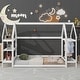 preview thumbnail 27 of 39, Kids bedroom set Twin size wood house bed with storage shelf and hanger